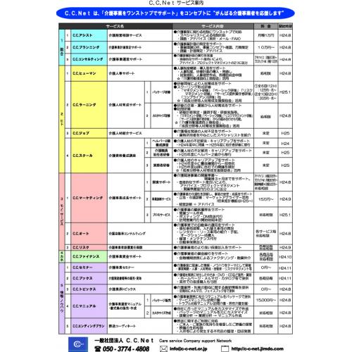 サービス一覧表