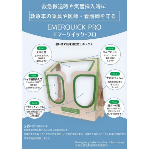 感染症の疑いがある傷病者から救急車の乗員や医師・看護師を守る飛沫飛散防止ボックス