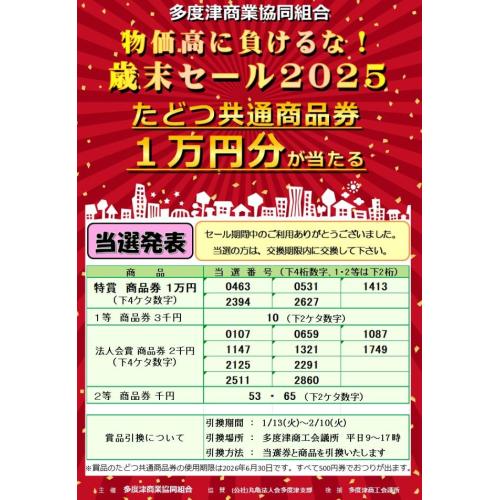 物価高に負けるな！歳末セール2025 当選発表