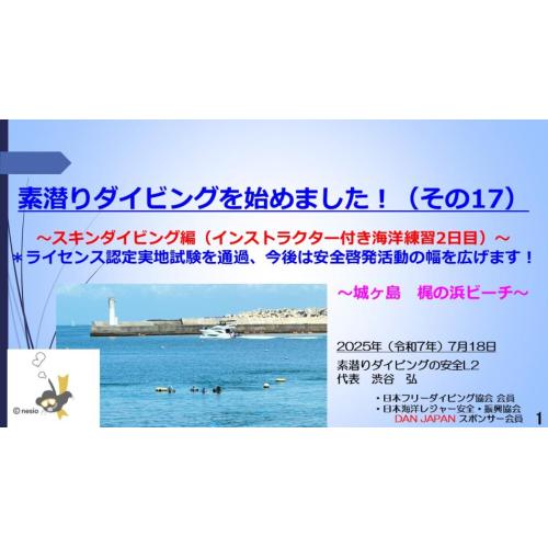 8分半ー素潜りダイビングを始めました（その17）～スキンダイビング海洋練習2日目