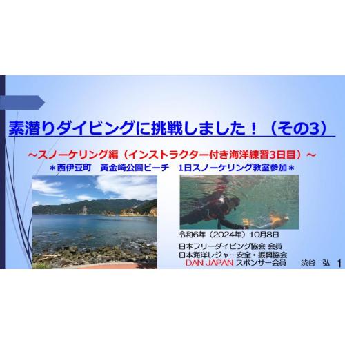 7分ー素潜りダイビングに挑戦3ースノーケリング（インストラクター付き海洋練習3日