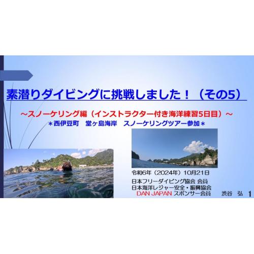 ７分ー素潜りダイビングに挑戦5ースノーケリング（インストラクター付き海洋練習5日