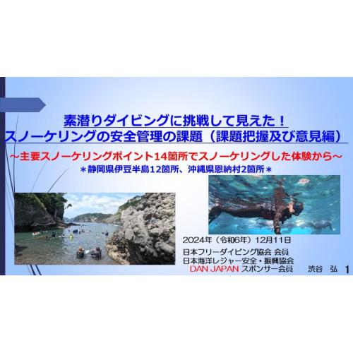 素潜りダイビングに挑戦して見えたスノーケリングの安全管理の課題（課題把握・意見編